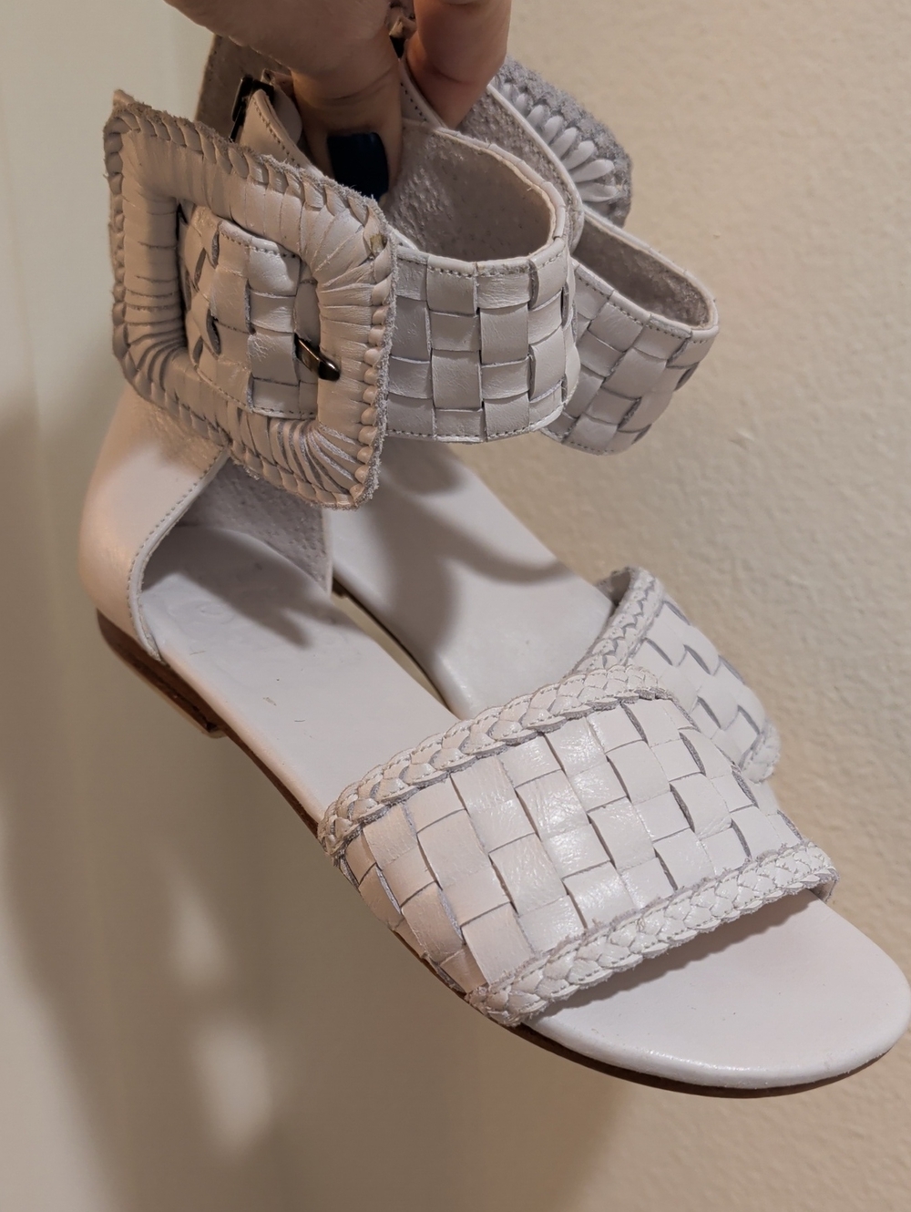 Madagascar Raffia Woven Ankle-Strap Sandals - White